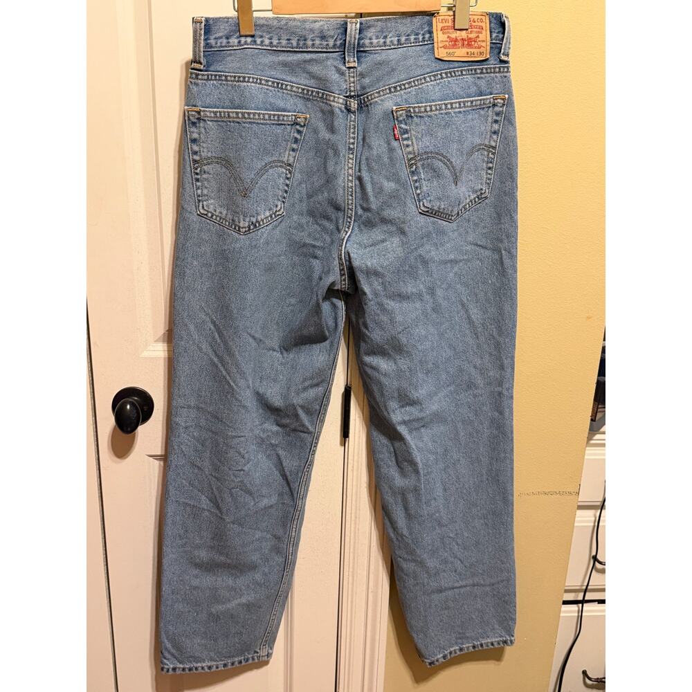 Levi's 560 jeans Mens Blue Comfort Fit Relaxed Tapered Light Denim Y2K 34x30 - Picture 6 of 12